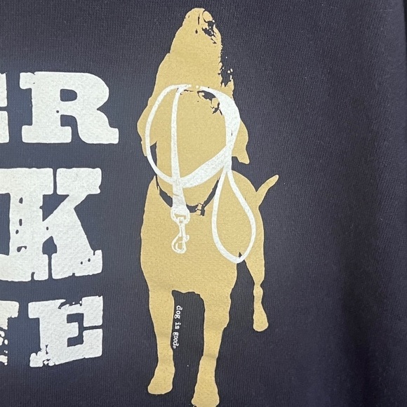 Never walk alone Dog is good Blue and Cream Pullover Sweater with Bold Text 310 - Picture 7 of 9